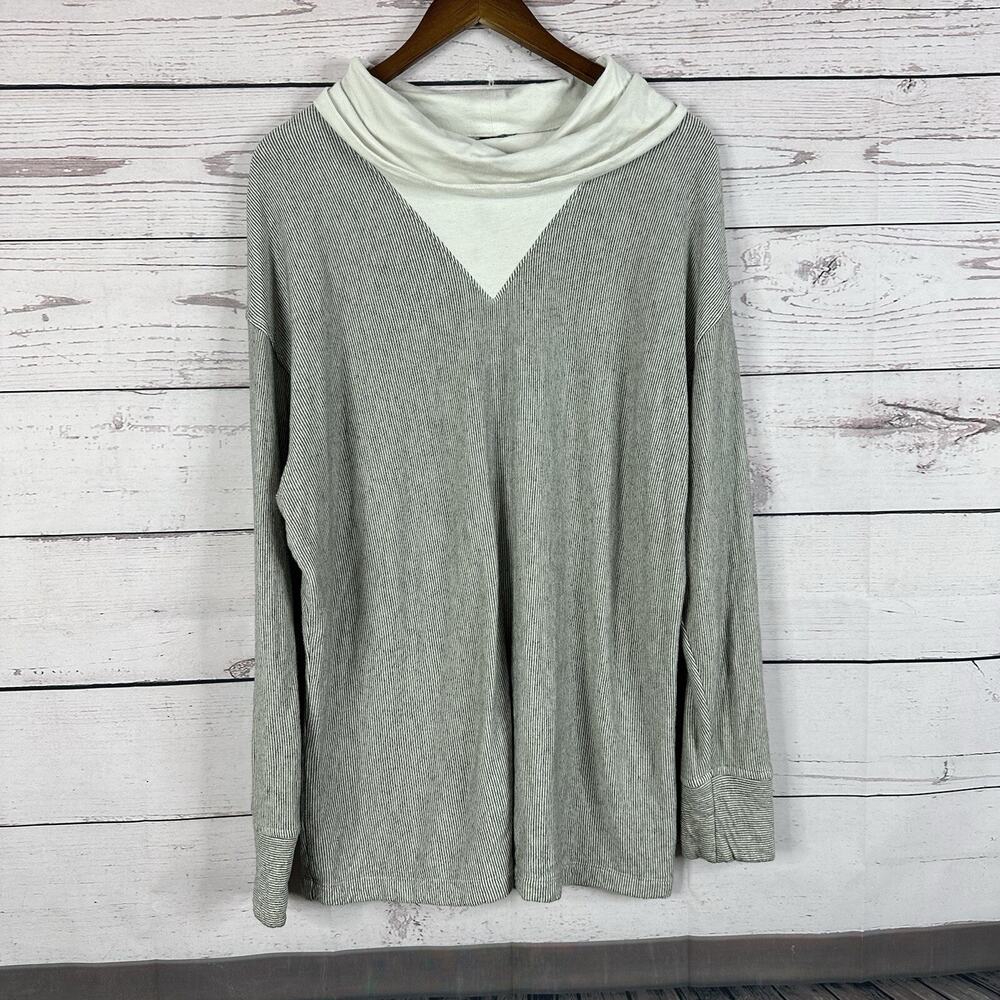 Focus Casual Life Shirt Top Womens Large Gray Tunic Cowl Artsy Knit Minimalist